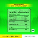 Kapha Raw Honey Nutrition Chart